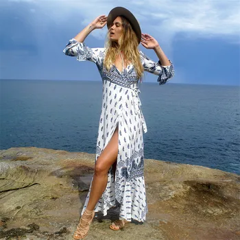 Women Summer Boho Maxi Long Dress Evening Party Beach Dresses Floral long sleeve Summer dress 
Women Summer Boho Maxi Long Dress Evening Party Beach Dresses Floral long sleeve Summer dress