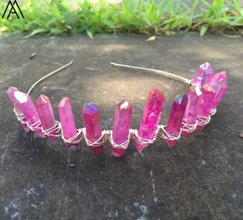 Silvery Wire Wrapped Titanium Purple Red Quartz Point Beads Crown Tiara Headband Women Crystal Crown Hairband Jewelry HG071AMBI
Silvery Wire Wrapped Titanium Purple Red Quartz Point Beads Crown Tiara Headband Women Crystal Crown Hairband Jewelry HG071AMBI