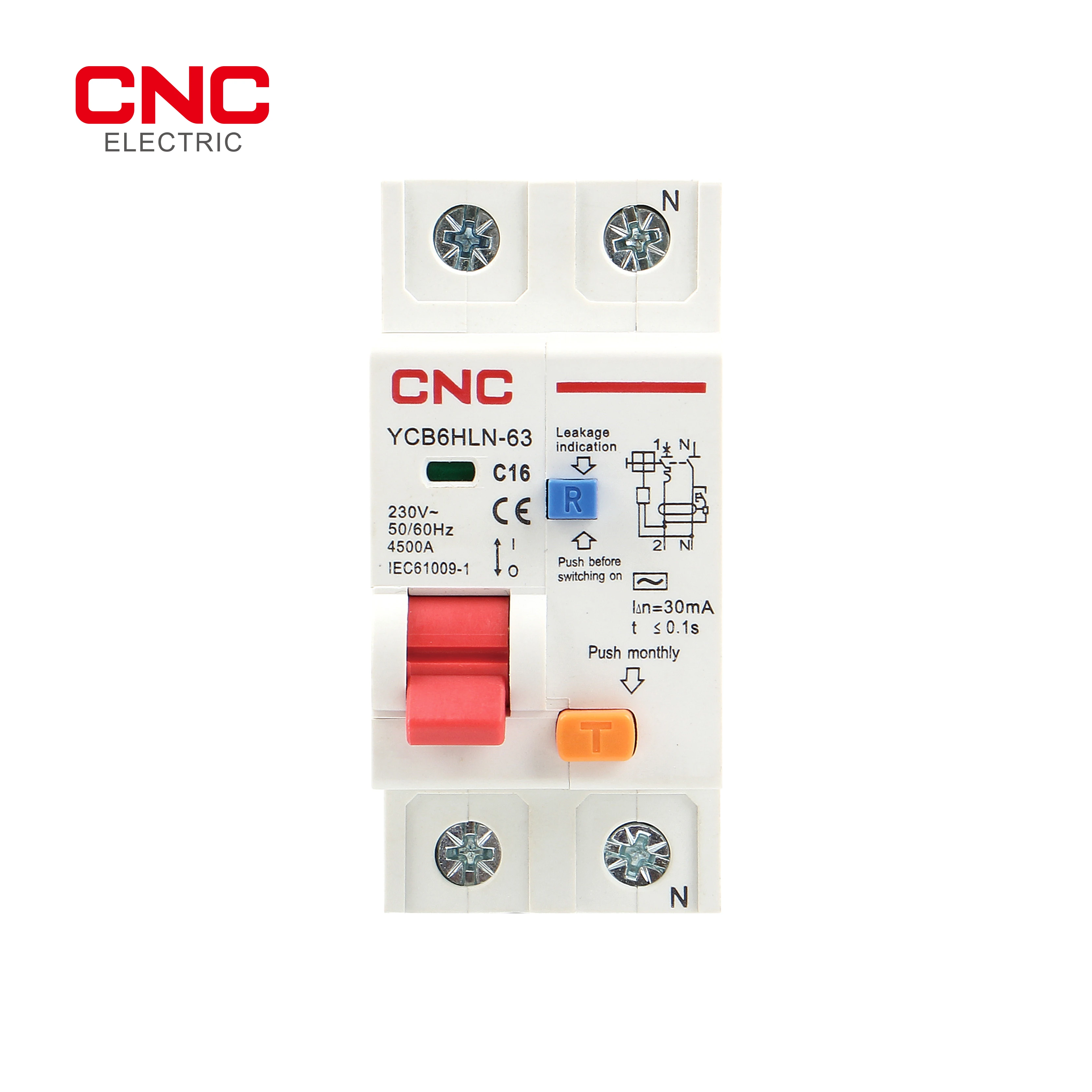 Автоматический выключатель тока CNC 1P + N 6A/10A/16A/20A/25A/32A/40A/50A/63A с защитой от