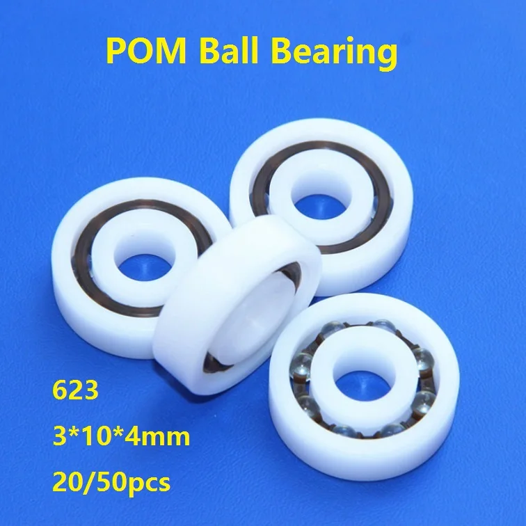

20/50pcs POM bearing 623 3*10*4mm Plastic ball bearings with Glass balls Nylon Cage deep groove 3×10×4mm