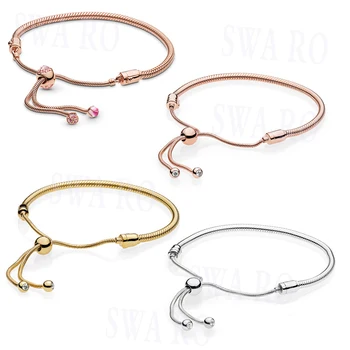 Fashion 925 Silver Romantic Pink Peach Charm Rose Sliding Basic Bracelet Suitable For Diy Beaded Original Female Jewelry
Fashion 925 Silver Romantic Pink Peach Charm Rose Sliding Basic Bracelet Suitable For Diy Beaded Original Female Jewelry