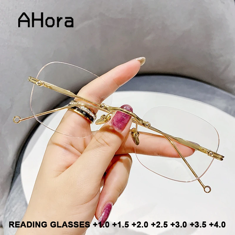 

Ahora Rimless Square Reading Glasses Reader Women Men Blue Light Blocking Computer Eyeglasses Eyewear +1.0 1.5 2.0 2.5 3.0 3.5