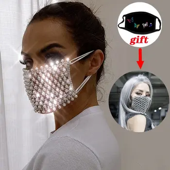 2020 Decorations For Women Shiny Pearl Rhinestone Face Mask Bling Elasticity Crystal Mask Face Jewelry Cosplay Decor Party Gift
2020 Decorations For Women Shiny Pearl Rhinestone Face Mask Bling Elasticity Crystal Mask Face Jewelry Cosplay Decor Party Gift