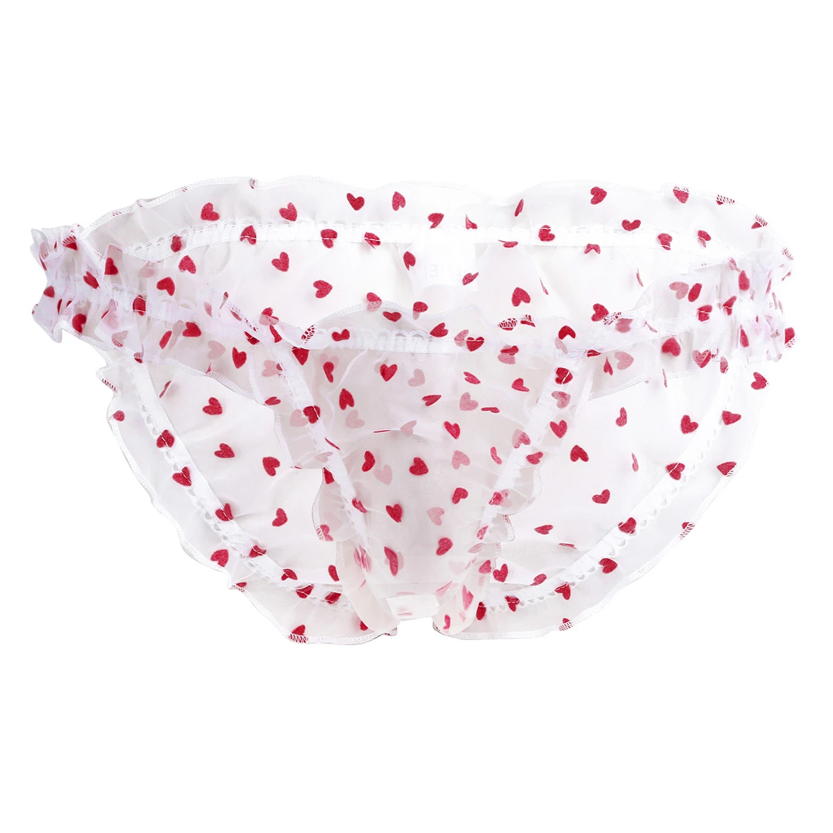 Men Sissy Panties Sexy Erotic Lingerie See Through Mesh Heart Print