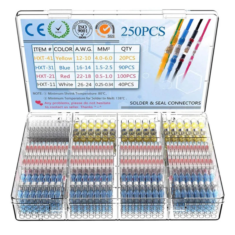 100/200/300/500PCS Solder Seal Wire Connectors Kit Heat Shrink Butt Connector Waterproof Insulated Electrical Wire Terminals Kit
100/200/300/500PCS Solder Seal Wire Connectors Kit Heat Shrink Butt Connector Waterproof Insulated Electrical Wire Terminals Kit