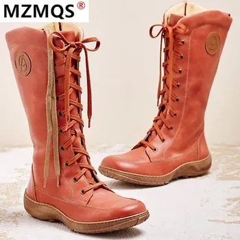 2020 Women Autumn Vintage Zipper Lace Up Mid-Calf Boots Ladies Retro Leather Shoes Woman High Top Shoes Women's Female Fashion 
2020 Women Autumn Vintage Zipper Lace Up Mid-Calf Boots Ladies Retro Leather Shoes Woman High Top Shoes Women's Female Fashion