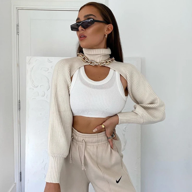 European and American style high neck sweater ultra short cover up, lazy temperament, fashionable and easy to wear over top
European and American style high neck sweater ultra short cover up, lazy temperament, fashionable and easy to wear over top