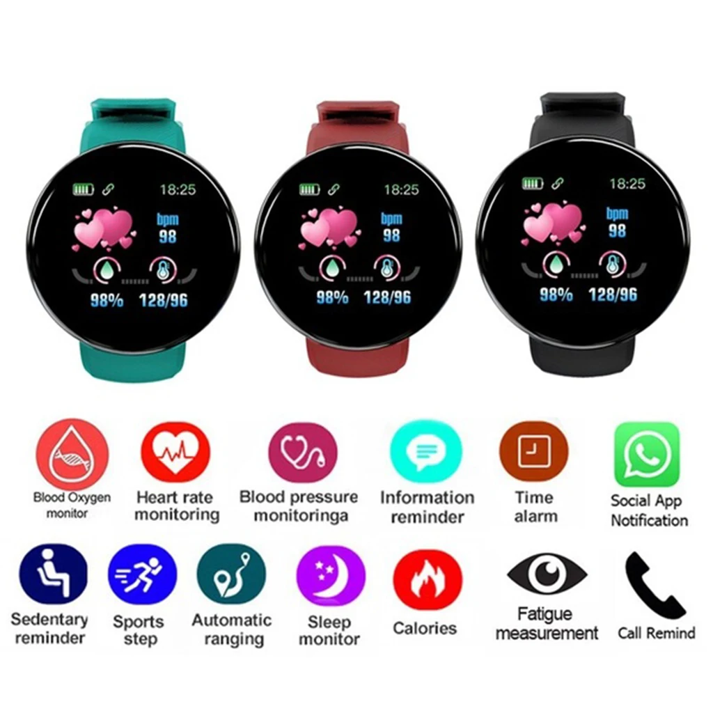D18 Bluetooth Smart Watch Fitness Sport Tracker Waterproof Wristband Unisex for IOS Android phone Waterproof
D18 Bluetooth Smart Watch Fitness Sport Tracker Waterproof Wristband Unisex for IOS Android phone Waterproof