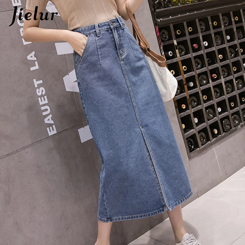 Jielur Autumn Women High Waist Demin Skirt Plus Size Korean Style Skirts Jeans Ladies S-5XL Ladies Causal Pockets Faldas Largas
Jielur Autumn Women High Waist Demin Skirt Plus Size Korean Style Skirts Jeans Ladies S-5XL Ladies Causal Pockets Faldas Largas