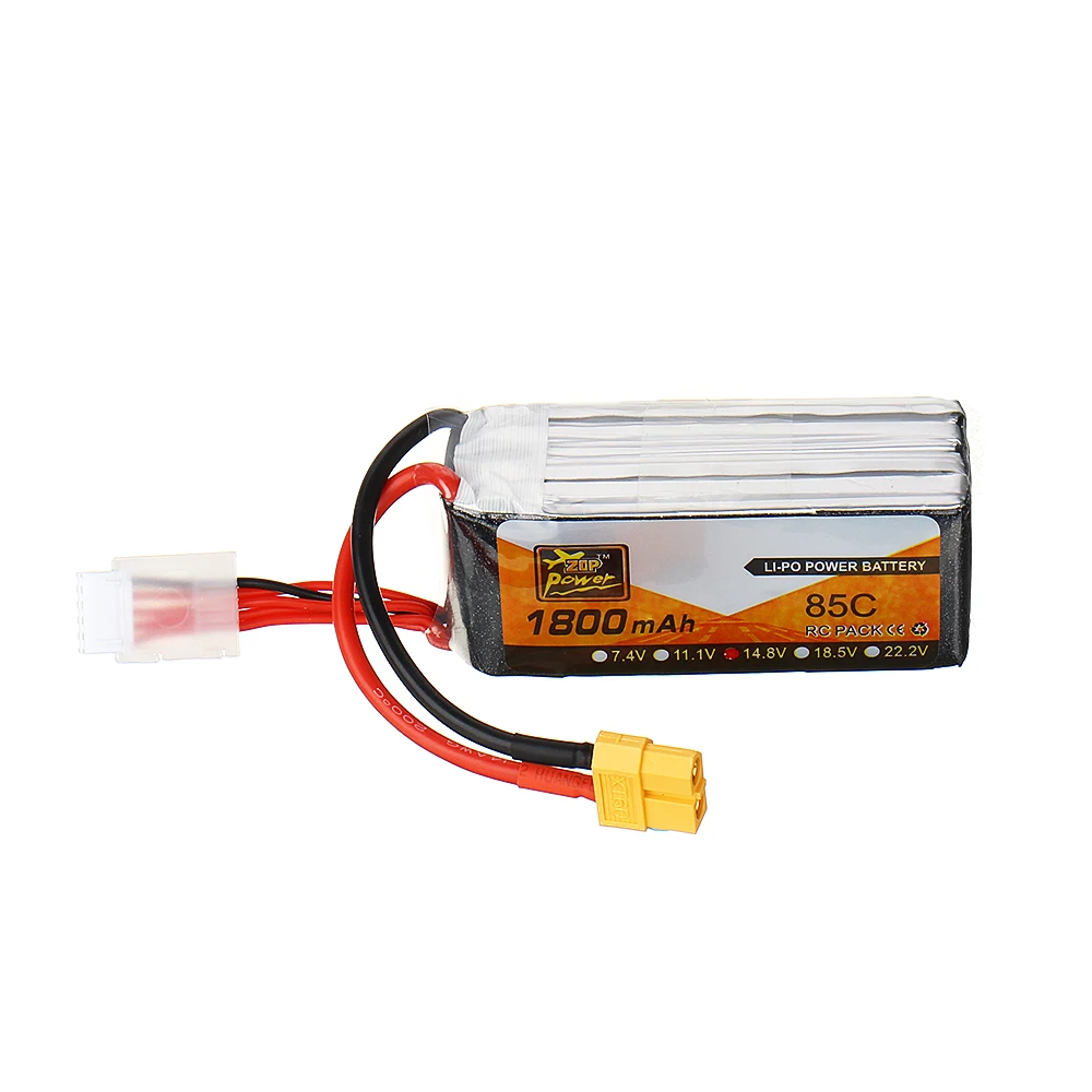 

2PCS ZOP Power 14.8V 1800mAh 85C 4S Lipo Battery XT60 Plug for RC Drone FPV Racing Airplane Fix wing Helicopter