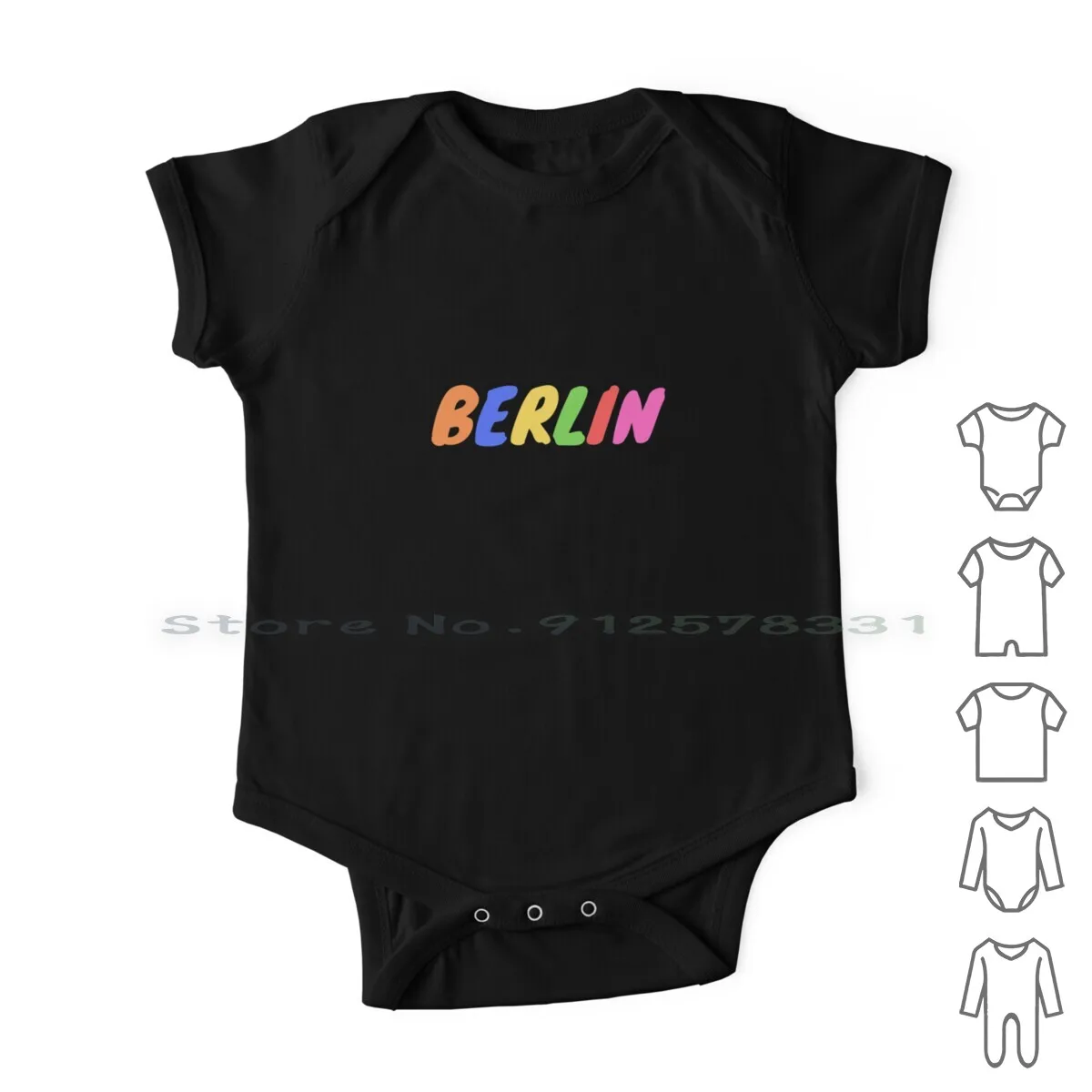 

Berlin Newborn Baby Clothes Rompers Cotton Jumpsuits Berlin Germany Colorful Text Rainbow Colors Popular Cities Capital City