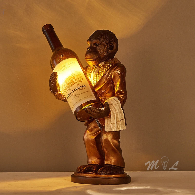 

Retro Monkey Lamp Vintage Resin Table Lamps for Bedroom Study Home Deco Maison Loft Beside Lamp E14 Art Deco Desk Lamp Fixtures