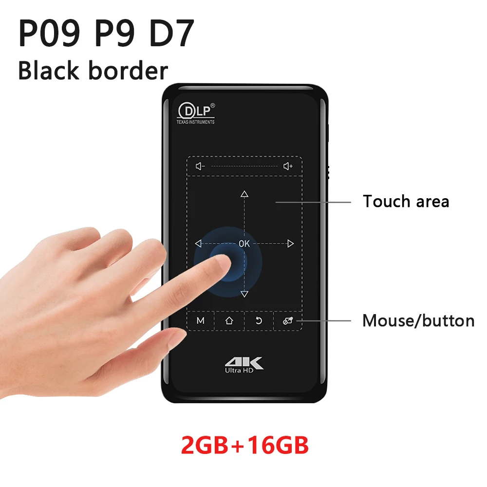 Мини-проектор P09 P9 D7 2 ГБ + 16 Встроенный Android 9 0 Wi-Fi 4000 ГБ/телефон аккумулятор 1080 мАч
