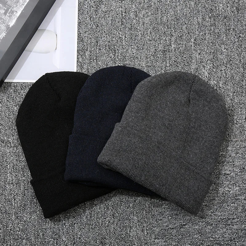 

Winter Beanies Hats for Woman Knitted Solid Cute Blend Soft Hat Girls Autumn Female Warmer Elastic Cotton Bonnet Ladies Thick