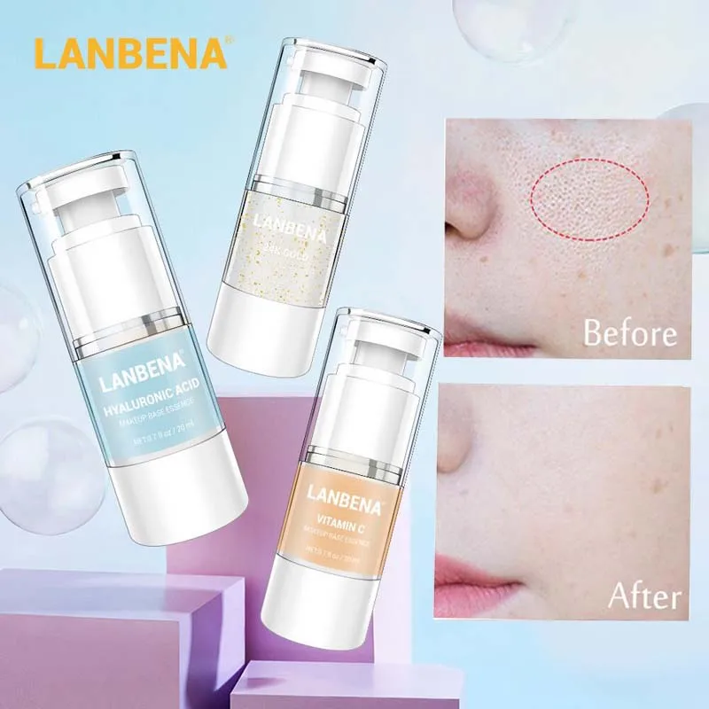 LANBENA Face Primer Base Essence Serum VC 24K Gold Hyaluronic Acid Makeup Moisturizing Pore Concealer Pore Shrink Brighten Skin
LANBENA Face Primer Base Essence Serum VC 24K Gold Hyaluronic Acid Makeup Moisturizing Pore Concealer Pore Shrink Brighten Skin