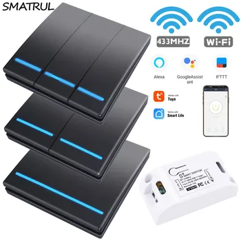 SMATRUL Tuya Smart Life APP WiFi 1/2/3 Gang push Switch Light RF 433Mhz Wall DIY Relay Timer Module Google Home Amazon Alexa
SMATRUL Tuya Smart Life APP WiFi 1/2/3 Gang push Switch Light RF 433Mhz Wall DIY Relay Timer Module Google Home Amazon Alexa