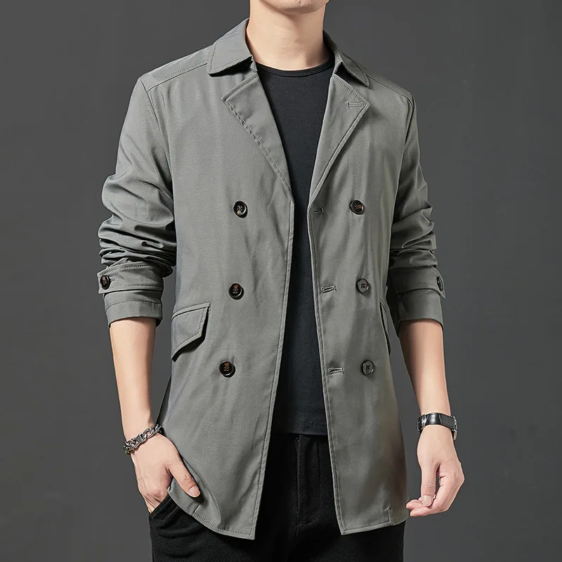 Spring and autumn men's windbreaker top double-breasted slim long jacket jacket casual warm and soft cost
Spring and autumn men's windbreaker top double-breasted slim long jacket jacket casual warm and soft cost