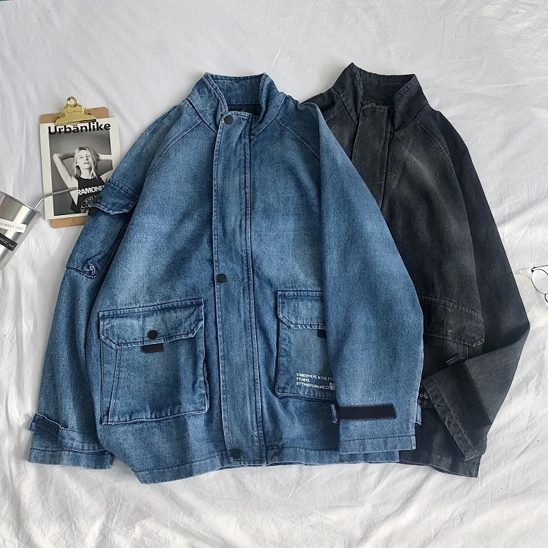 Stand Collar Denim Jacket Men Fashion Wash Retro Casual Big Pocket Tooling Denim Jacket Man Streetwear Hip Hop Bomber Jacket
Stand Collar Denim Jacket Men Fashion Wash Retro Casual Big Pocket Tooling Denim Jacket Man Streetwear Hip Hop Bomber Jacket