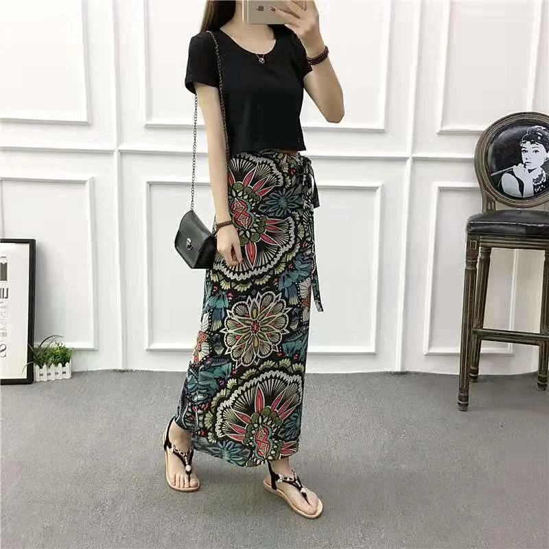 

Women Summer New Chiffon Long Korean Fashion Lace Up Skirt School Holiday 2021 Sunscreen Beach Dress Boho Traf Harajuku Clothes