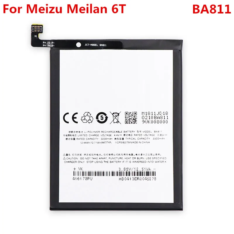 Оригинальный аккумулятор 6T для Meizu Meilan M6T 3300 мАч BA811 сменный литий ионный