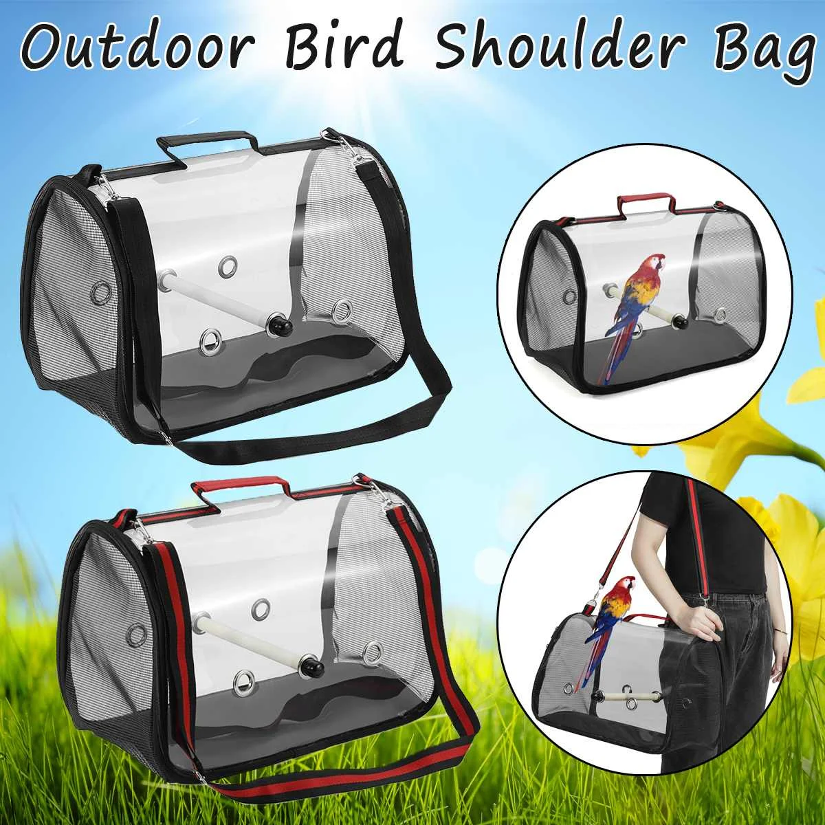 Outdoor Bird Shoulder Bags Portable Parrot Carry Cage Pet Breathable Space Transparent PVC Parrot Handbag
Outdoor Bird Shoulder Bags Portable Parrot Carry Cage Pet Breathable Space Transparent PVC Parrot Handbag