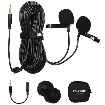ACEMIC M12 Dual Head Lavalier Microphone Lapel Clip-On Omni-Directional Condenser with 3.5mm Connector for Smartphone DSLR PC Ca
ACEMIC M12 Dual Head Lavalier Microphone Lapel Clip-On Omni-Directional Condenser with 3.5mm Connector for Smartphone DSLR PC Ca