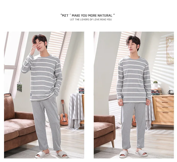 Plus Size 5XL Men's Pajamas Homewear Autumn Cotton Pajamas Set with Pants Male Sleepwear Long Sleeve Cotton Home Clothes for Men Plus Size 5XL Men's Pajamas Homewear Autumn Cotton Pajamas Set with Pants Male Sleepwear Long Sleeve Cotton Home Clothes for Men