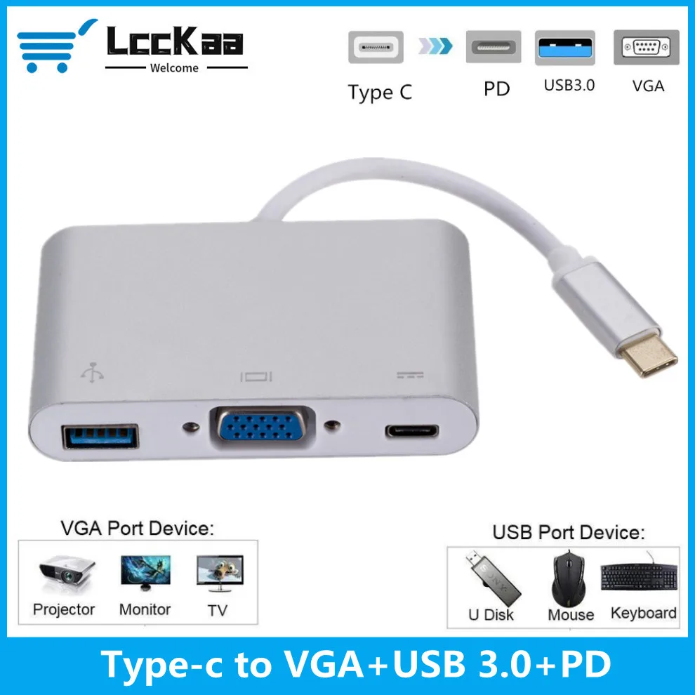 LccKaa 1080P USB C Type c to VGA Adapter USB 3.0 Audio video Converter PD Fast charger for Macbook pro Samsung s9 s10
LccKaa 1080P USB C Type c to VGA Adapter USB 3.0 Audio video Converter PD Fast charger for Macbook pro Samsung s9 s10