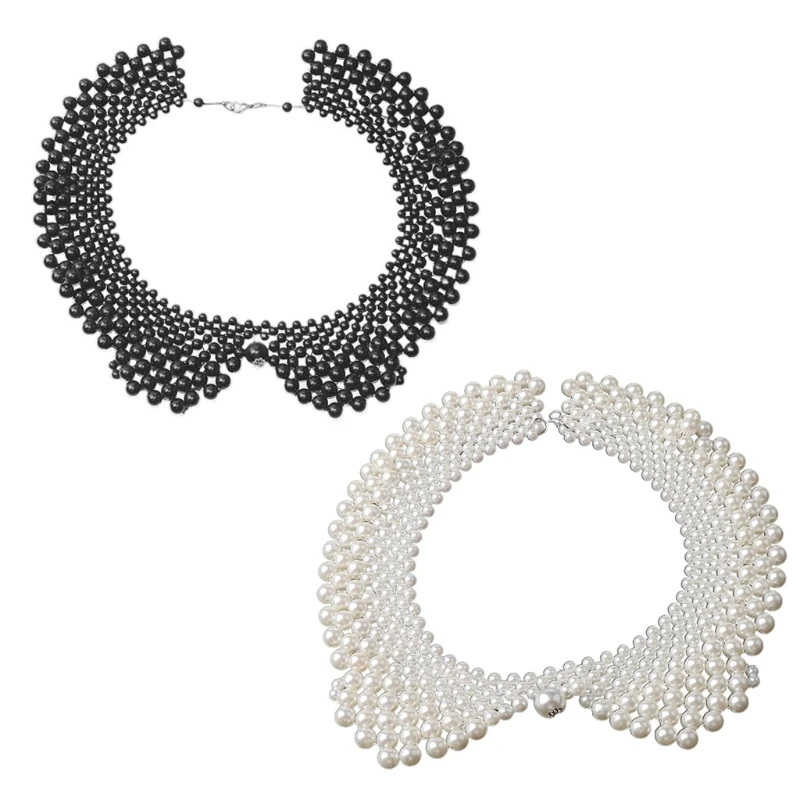 Ethnic Handmade Woven Beading False Collar Imitation Pearl Jewelry Women Bib Choker Necklace Romantic Blouse Decorative Costume 
Ethnic Handmade Woven Beading False Collar Imitation Pearl Jewelry Women Bib Choker Necklace Romantic Blouse Decorative Costume