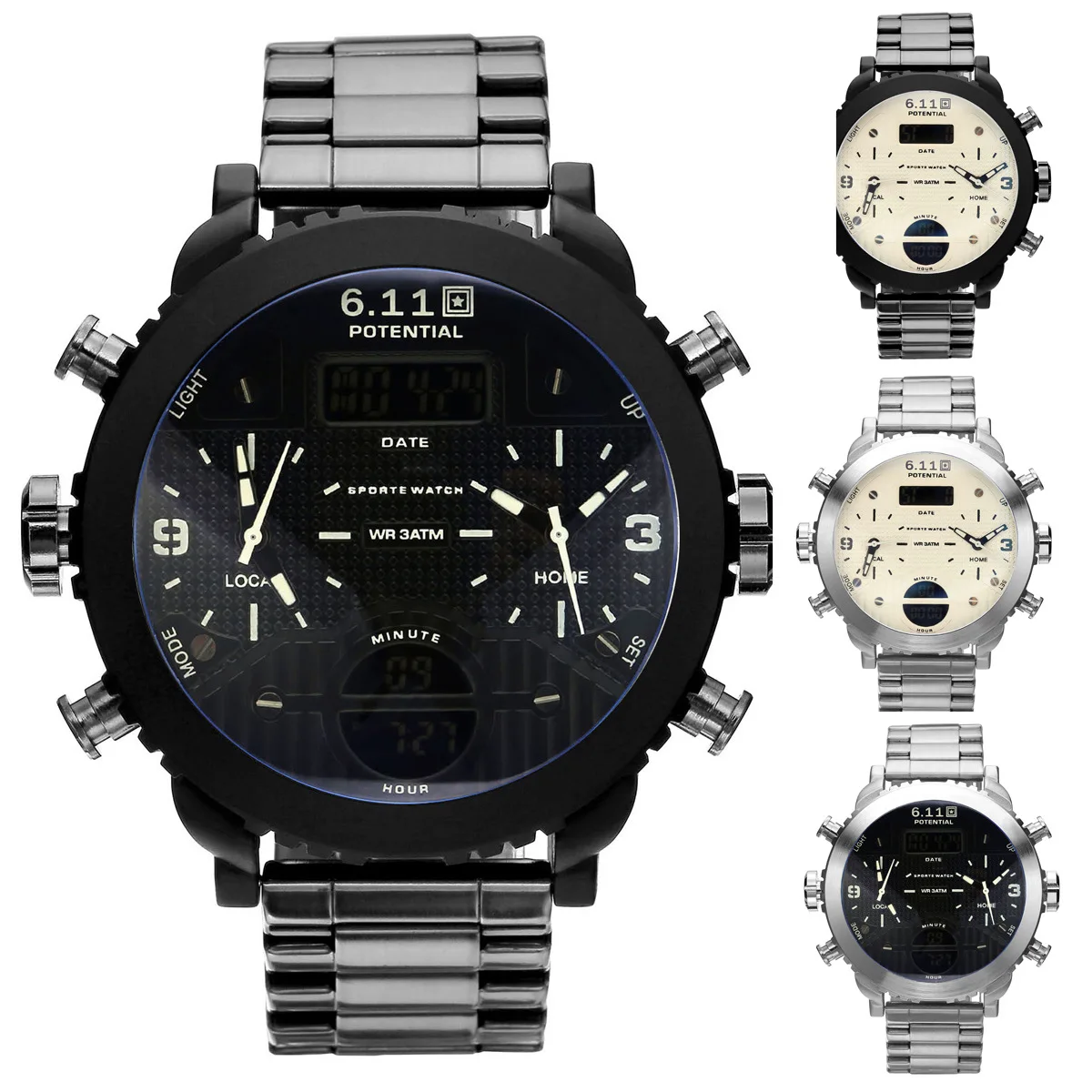 Dual Display Multi-functional Electronic Watch Night Light Date Seconds Waterproof Backlight Hands Sports Steel Watch
Dual Display Multi-functional Electronic Watch Night Light Date Seconds Waterproof Backlight Hands Sports Steel Watch