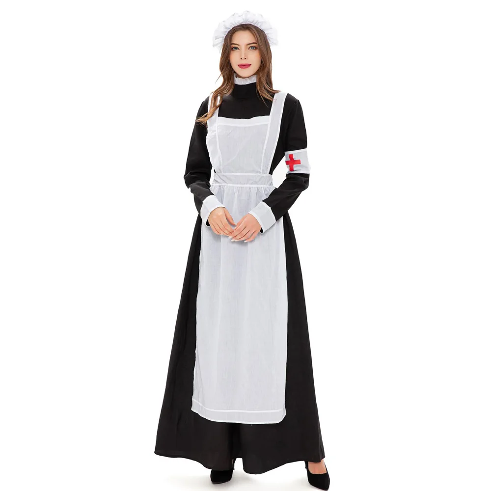 

British Style Maid Dress Cosplay Animation World Cafeteria Cafe Dress, Long Dress, Black and White Maid Dress masculin Costume