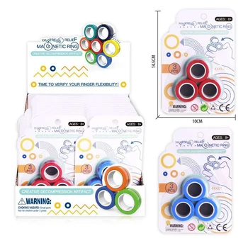 24Set/Box Magnetic Fingears Spinner Magnetic Force Bracelet Ring Decompression Toy Ring Finger Game Decompression toys Set 
24Set/Box Magnetic Fingears Spinner Magnetic Force Bracelet Ring Decompression Toy Ring Finger Game Decompression toys Set
