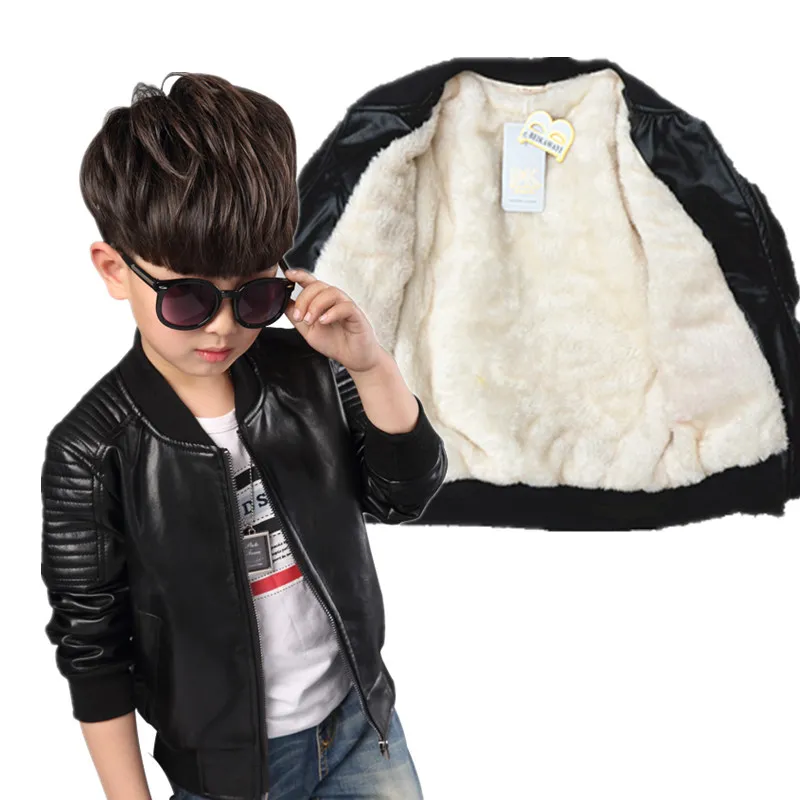 

Fashion Baby Leather Boy Jacket Fleece Jacket Boys Coats Manteau Garcon Kids Jacket 2019