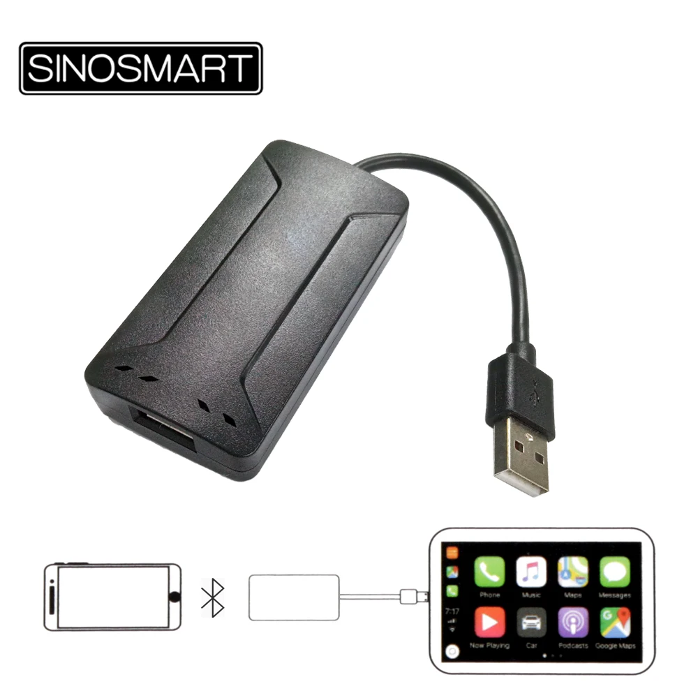 

SINOSMART Wired USB/Bluetooth Wireless USB Link Apple CarPlay Android Auto Mini USB Dongle/Stick for Android Navigation Player