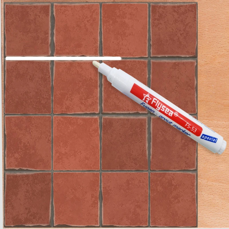 Цветная ручка белая для заправки плитки кафельная зазор ремонт ванной