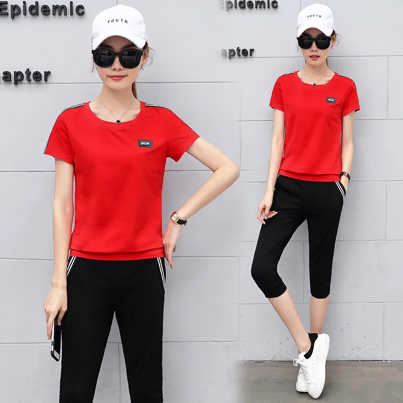 Sports WOMEN'S Suit Summer 2017 New Style WOMEN'S Dress Crew Neck Short Sleeve Capri Pants Jogging Suits Casual Trendy Two-Piece
Sports WOMEN'S Suit Summer 2017 New Style WOMEN'S Dress Crew Neck Short Sleeve Capri Pants Jogging Suits Casual Trendy Two-Piece
