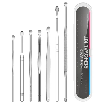 ETEREAUTY 8pcs Ear Wax Removal Kit Ear Cleansing Tool Multi-functional Ear Pick Cleaner Kit with a Cleaning Brush (Silver)
ETEREAUTY 8pcs Ear Wax Removal Kit Ear Cleansing Tool Multi-functional Ear Pick Cleaner Kit with a Cleaning Brush (Silver)