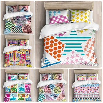 Simple Bedding Sets 3d Printed Colored Pentagram Stitching Pattern Double Bedding set Duvet Cover Pillowcases 3pcs Bed Set
Simple Bedding Sets 3d Printed Colored Pentagram Stitching Pattern Double Bedding set Duvet Cover Pillowcases 3pcs Bed Set