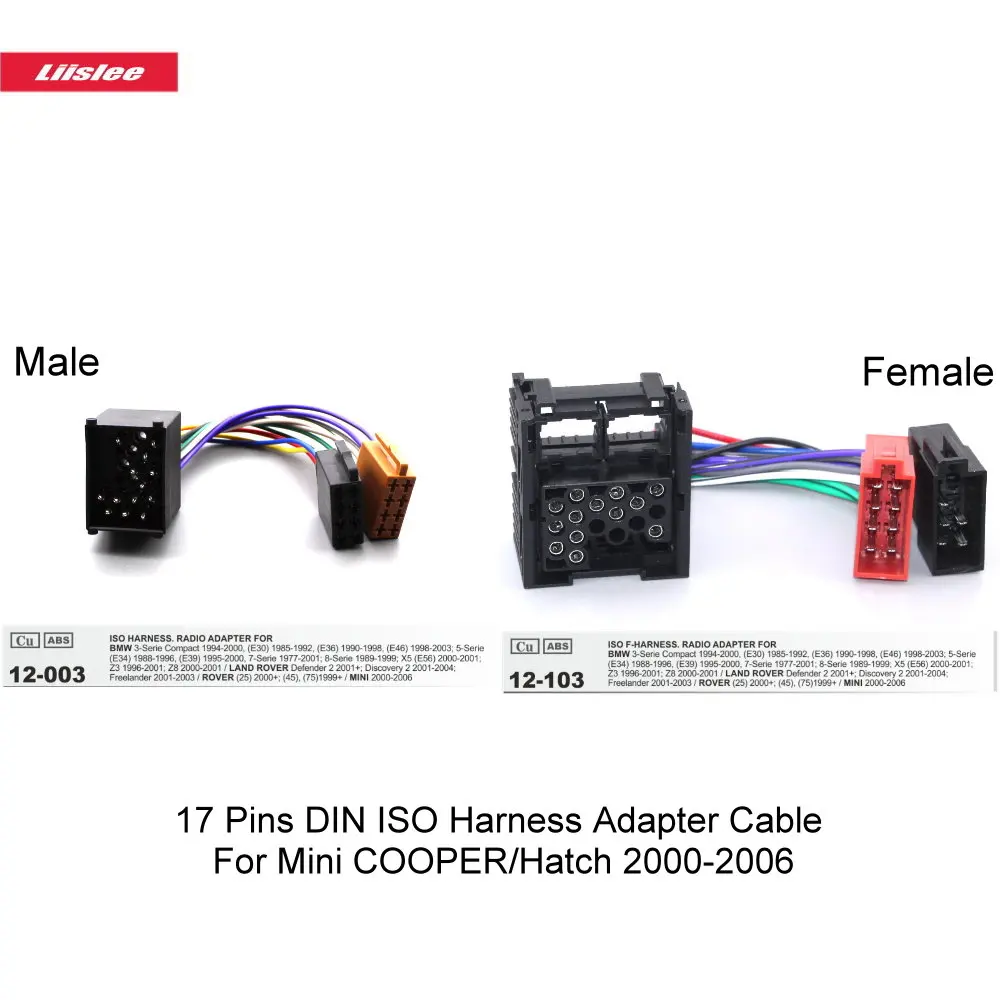 17 Pins DIN ISO Harness Adapter Cable For Mini COOPER/Hatch 2000-2006
17 Pins DIN ISO Harness Adapter Cable For Mini COOPER/Hatch 2000-2006