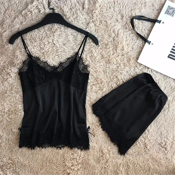 Pajama suit small fresh suspenders shorts two-piece rayon black sexy home service woman's pajamas sexy nightware 2020
Pajama suit small fresh suspenders shorts two-piece rayon black sexy home service woman's pajamas sexy nightware 2020