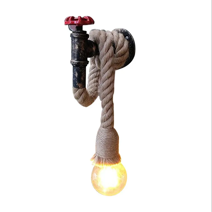 Description Picture 2 of itemIron Pipe Hemp Rope Wall Lamp American Industrial Loft Decorfor Kitchen Living Room Vintage Restaurant Bar Vanity Light Fixtures