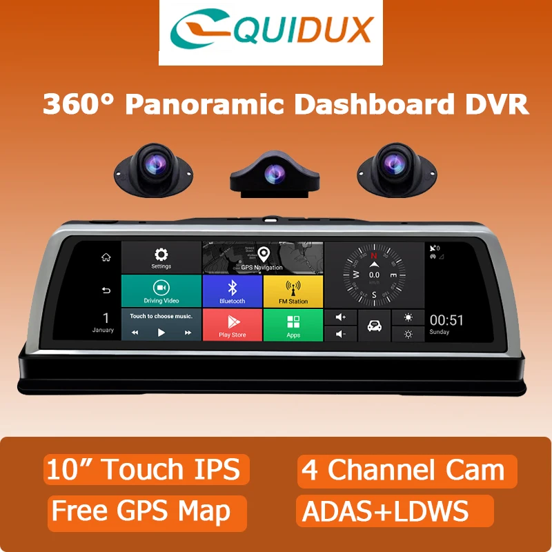 Car DVRs 360 Degree Panoramic 10"Android5.1 GPS Navigator Rearview Mirror 4 Channel Cameras Video Recorder ADAS 4G Wifi Dash Cam
Car DVRs 360 Degree Panoramic 10"Android5.1 GPS Navigator Rearview Mirror 4 Channel Cameras Video Recorder ADAS 4G Wifi Dash Cam