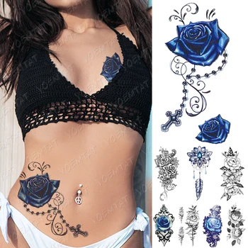 Waterproof Temporary Tattoo Sticker Blue Rose Peony Flowers Flash Tattoos Cross Rosary Body Art Arm Fake Sleeve Tatoo Women Men
Waterproof Temporary Tattoo Sticker Blue Rose Peony Flowers Flash Tattoos Cross Rosary Body Art Arm Fake Sleeve Tatoo Women Men