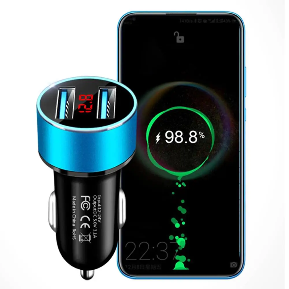 3.1A Dual USB Port LCD Display Qucik Car Auto Mobile Phone Quick 2 Port USB Fast Charger Adapter
3.1A Dual USB Port LCD Display Qucik Car Auto Mobile Phone Quick 2 Port USB Fast Charger Adapter