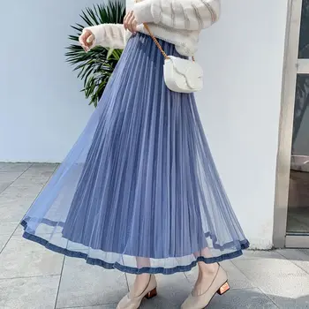 Female Autumn Long Skirt Pleated Tutu Lace Mesh Womens Elegant Tulle Maxi Casual Solid Color Skirts
Female Autumn Long Skirt Pleated Tutu Lace Mesh Womens Elegant Tulle Maxi Casual Solid Color Skirts