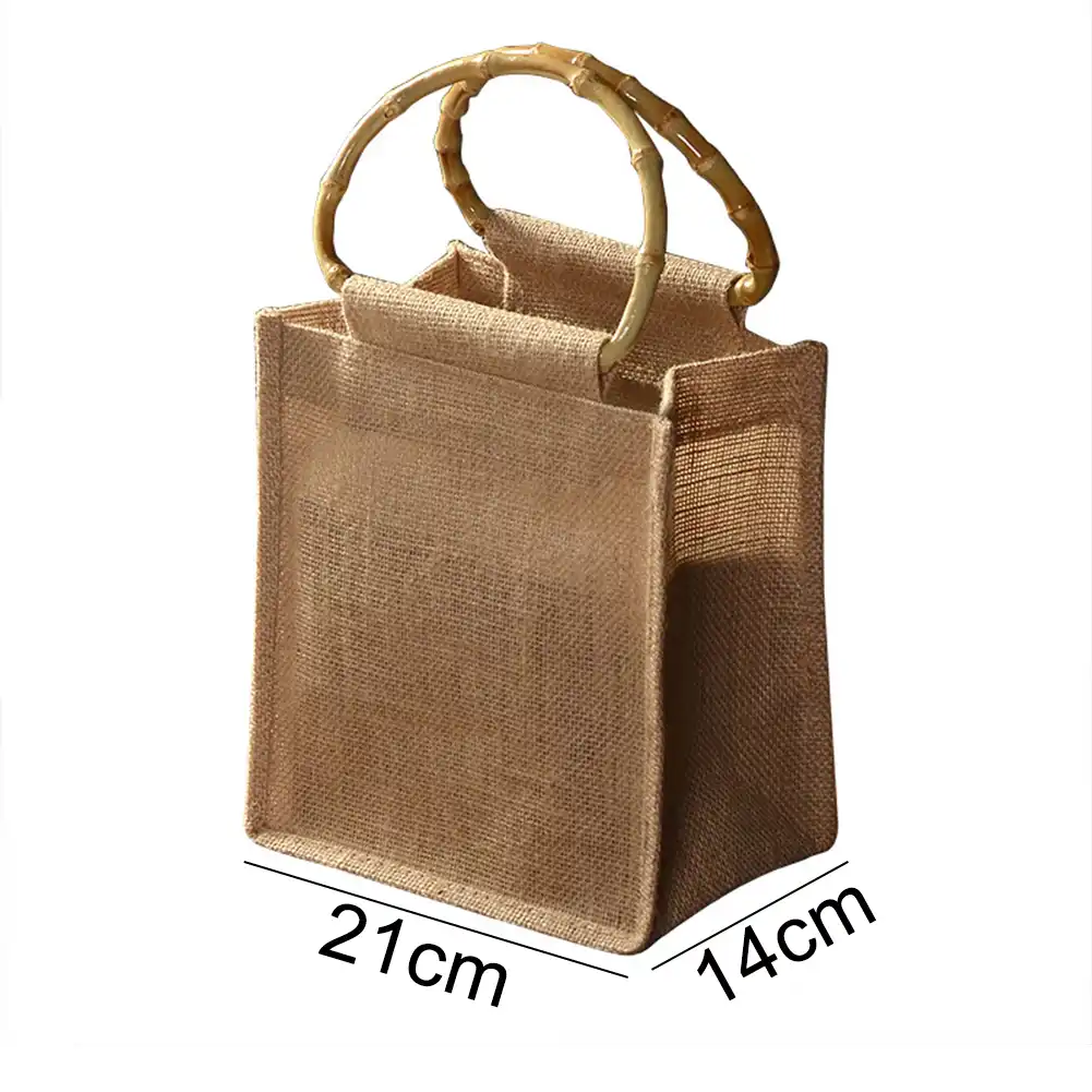 style half circular arc bamboo handle gift bag holder handbag