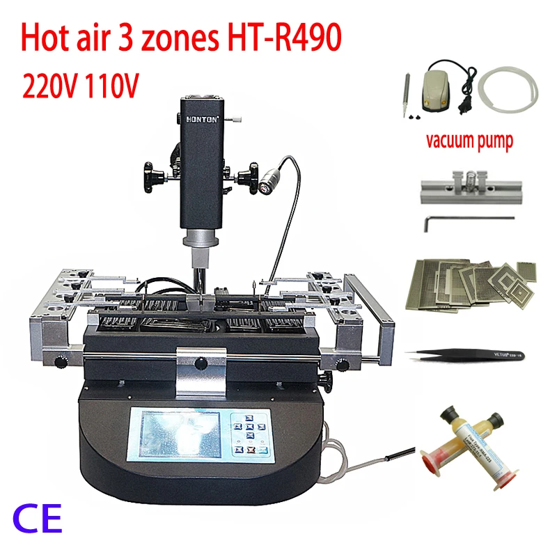 Honton HT-R490 BGA rework machine soldering station for mobile phone repairing with 9PCS Xbox PS3 Reballing Stencils
Honton HT-R490 BGA rework machine soldering station for mobile phone repairing with 9PCS Xbox PS3 Reballing Stencils