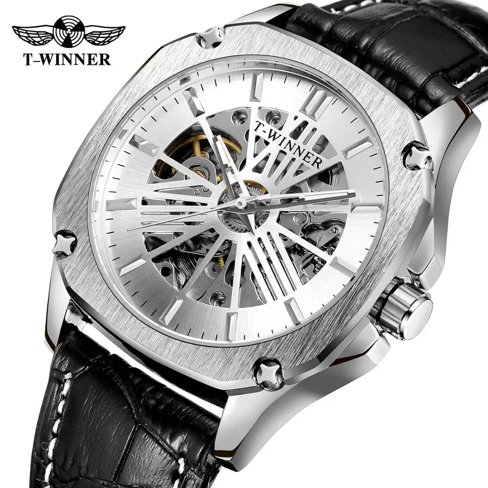 Mens Watches T-WINNER Men Automatic Watch Leather Band Strap Skeleton Sport Mechanical Wristwatch Relogio Masculino 
Mens Watches T-WINNER Men Automatic Watch Leather Band Strap Skeleton Sport Mechanical Wristwatch Relogio Masculino