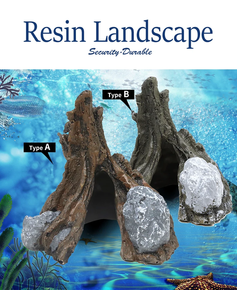 Generic Ecological Resin Mountain Fish Play Tree House Aquarium