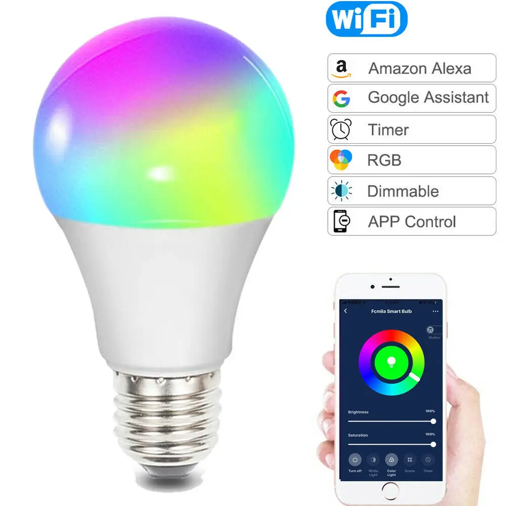 Siri Voice Control 10W Wifi Smart LED Light Bulb E27 RGB Dimmable Lamp APP Control Magic Lamp Work with Alexa Google Assistant
Siri Voice Control 10W Wifi Smart LED Light Bulb E27 RGB Dimmable Lamp APP Control Magic Lamp Work with Alexa Google Assistant